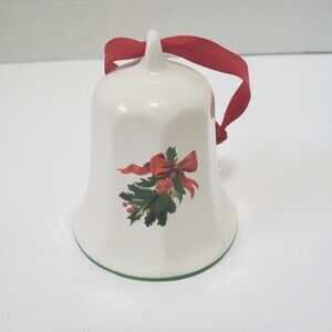 Pfaltzgraff Ornament Christmas Heritage Bell Hanging Porcelain Dated 1992 Vtg